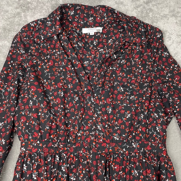 *EUC* Thakoon Collective / Floral Long Sleeve Collar Shirtdress / Black, Red/ 12 - Picture 11 of 15